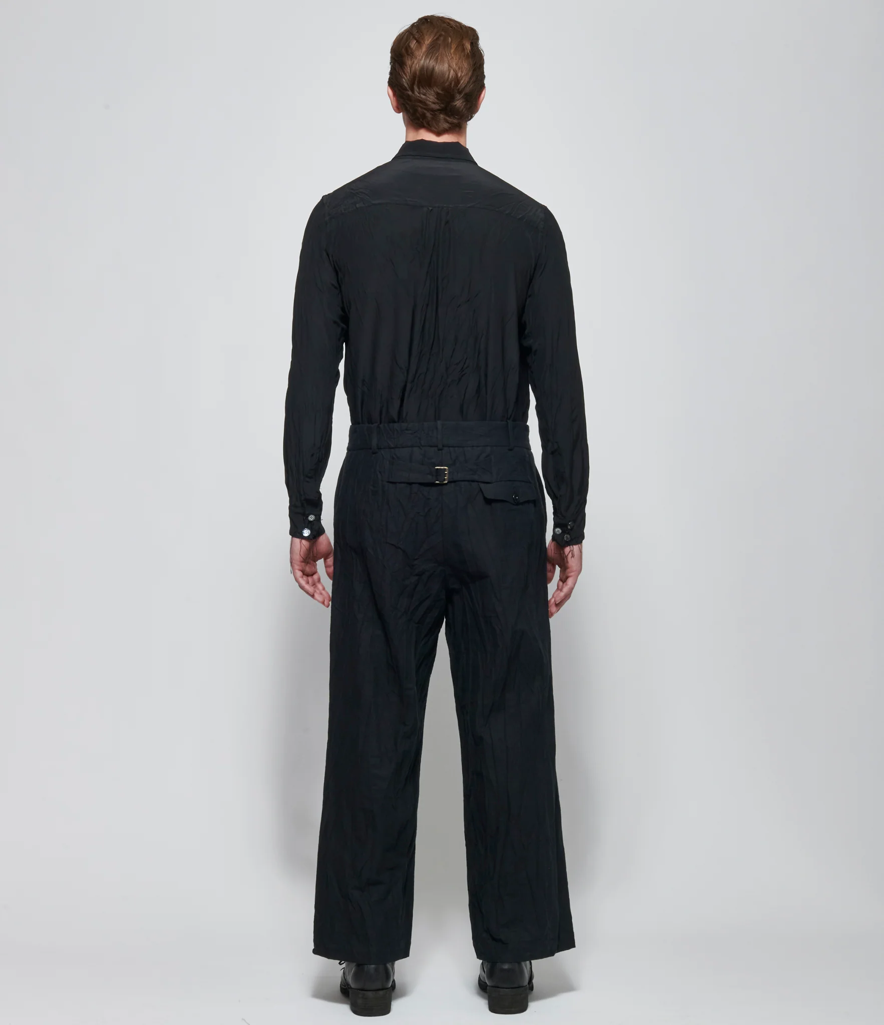 Archivio J.M. Ribot Crinkled Straight Leg Black Pants - Image 3