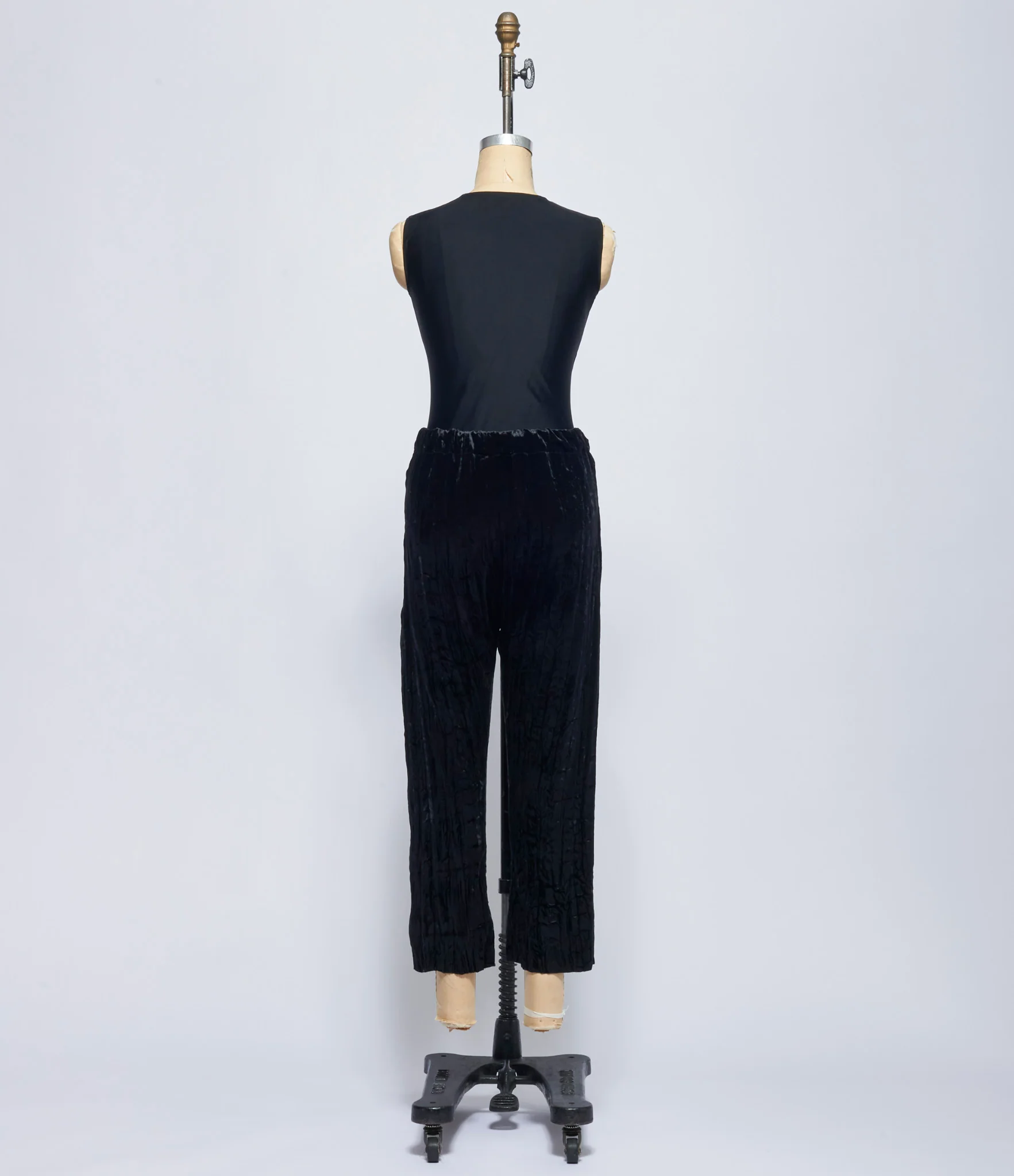 Elena Dawson Black Silk Crushed Velvet Drawstring Pants - Image 3