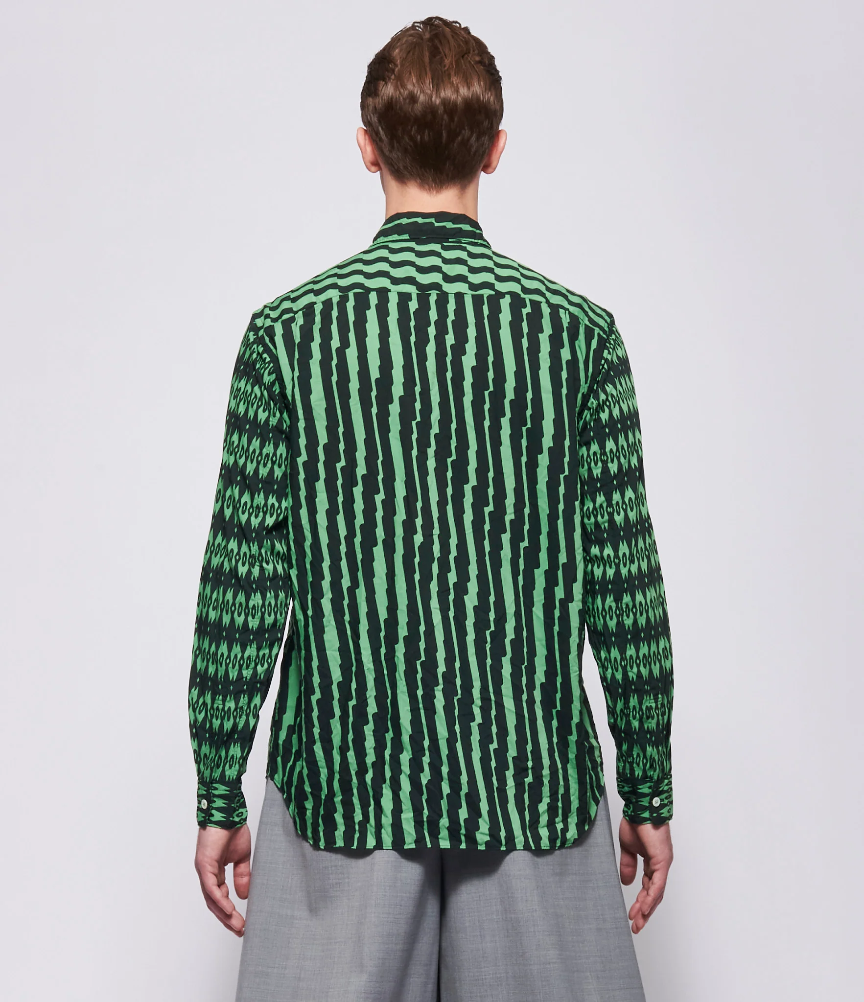 SS26 Comme Des Garcons Homme Plus Green Pattern Shirt - Image 3