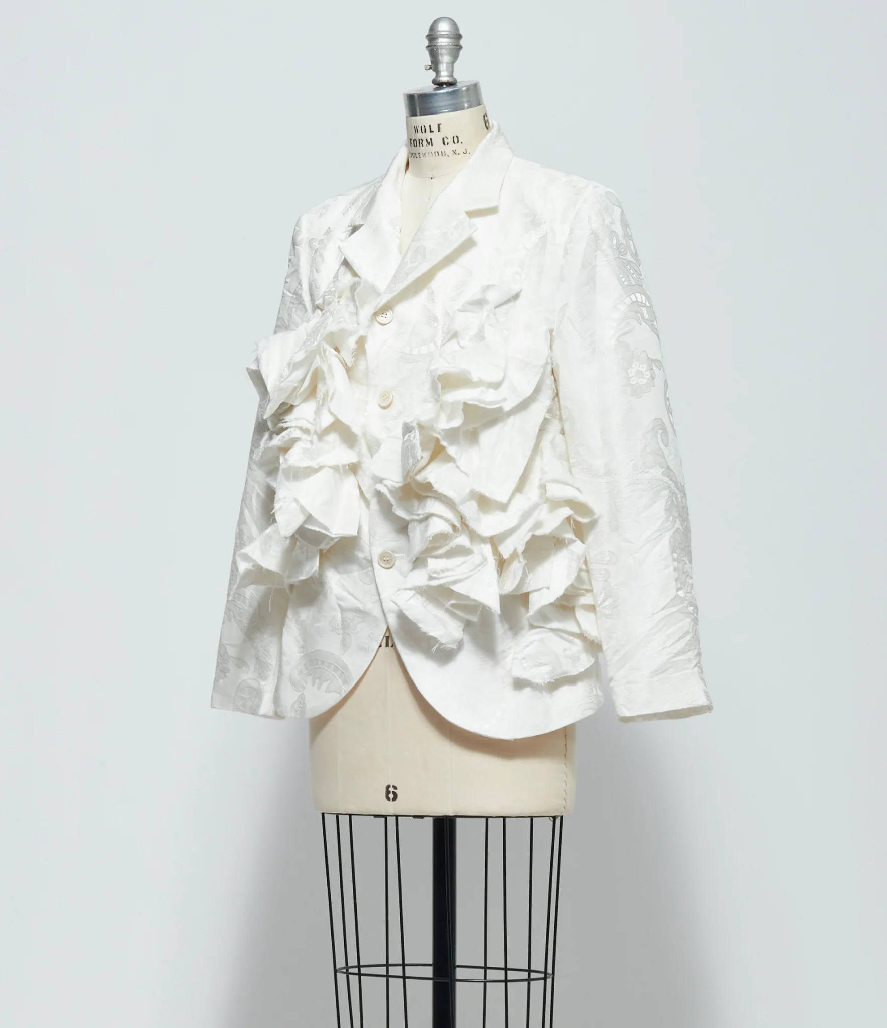SS26 Comme Des Garcons Womens Ruffled Jacquard Jacket - Image 2