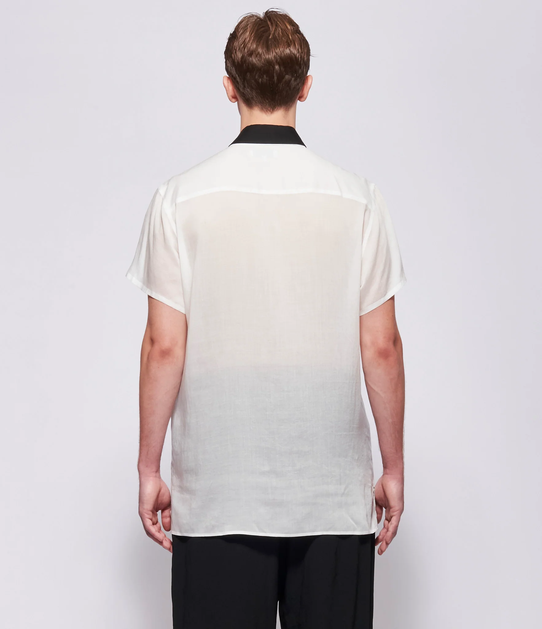 SS26 Yohji Yamamoto Mens Black and White Double Collar Blouse - Image 4