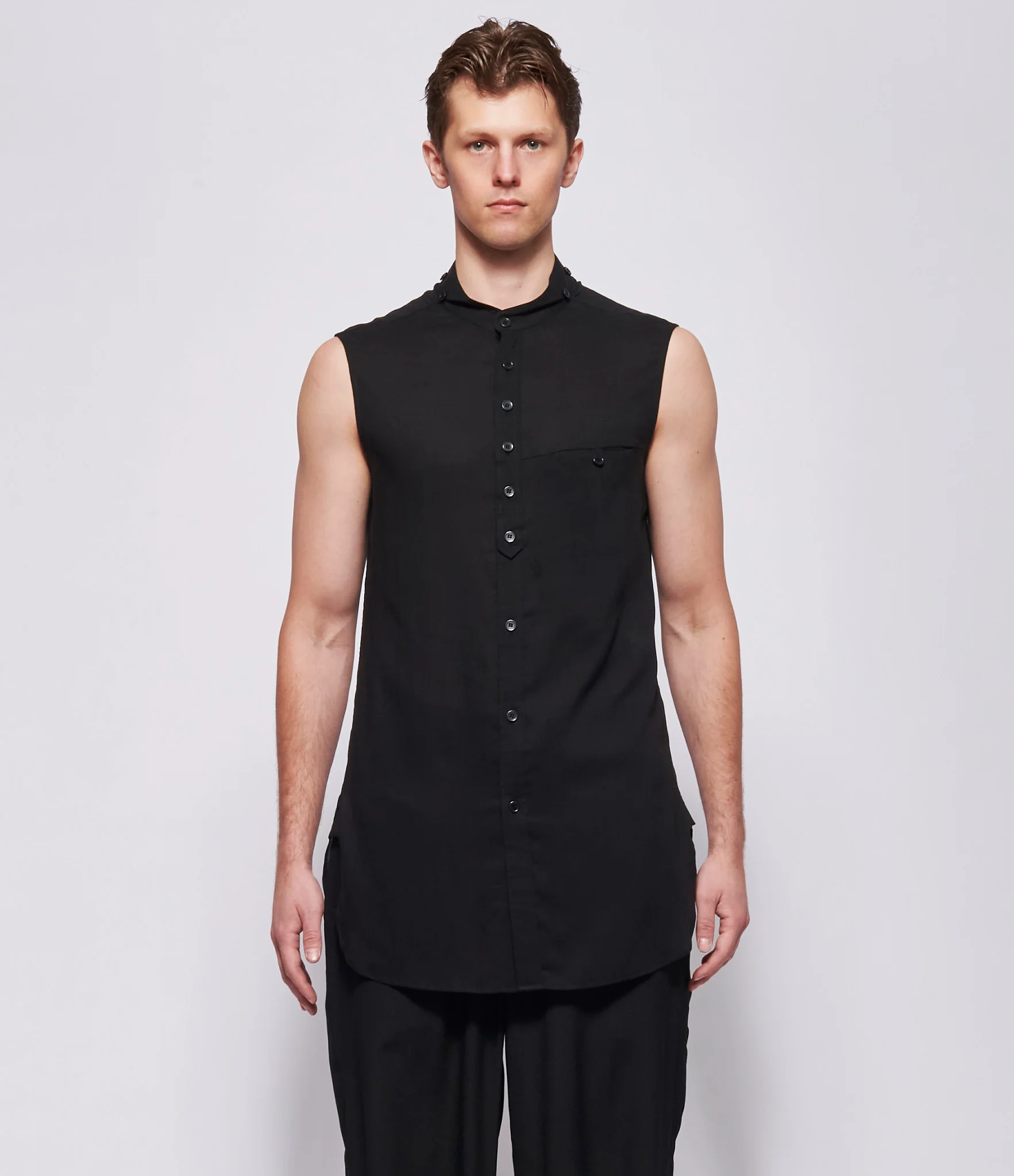 SS26 Yohji Yamamoto Mens Ruffed Spare Collar Blouse - Image 4