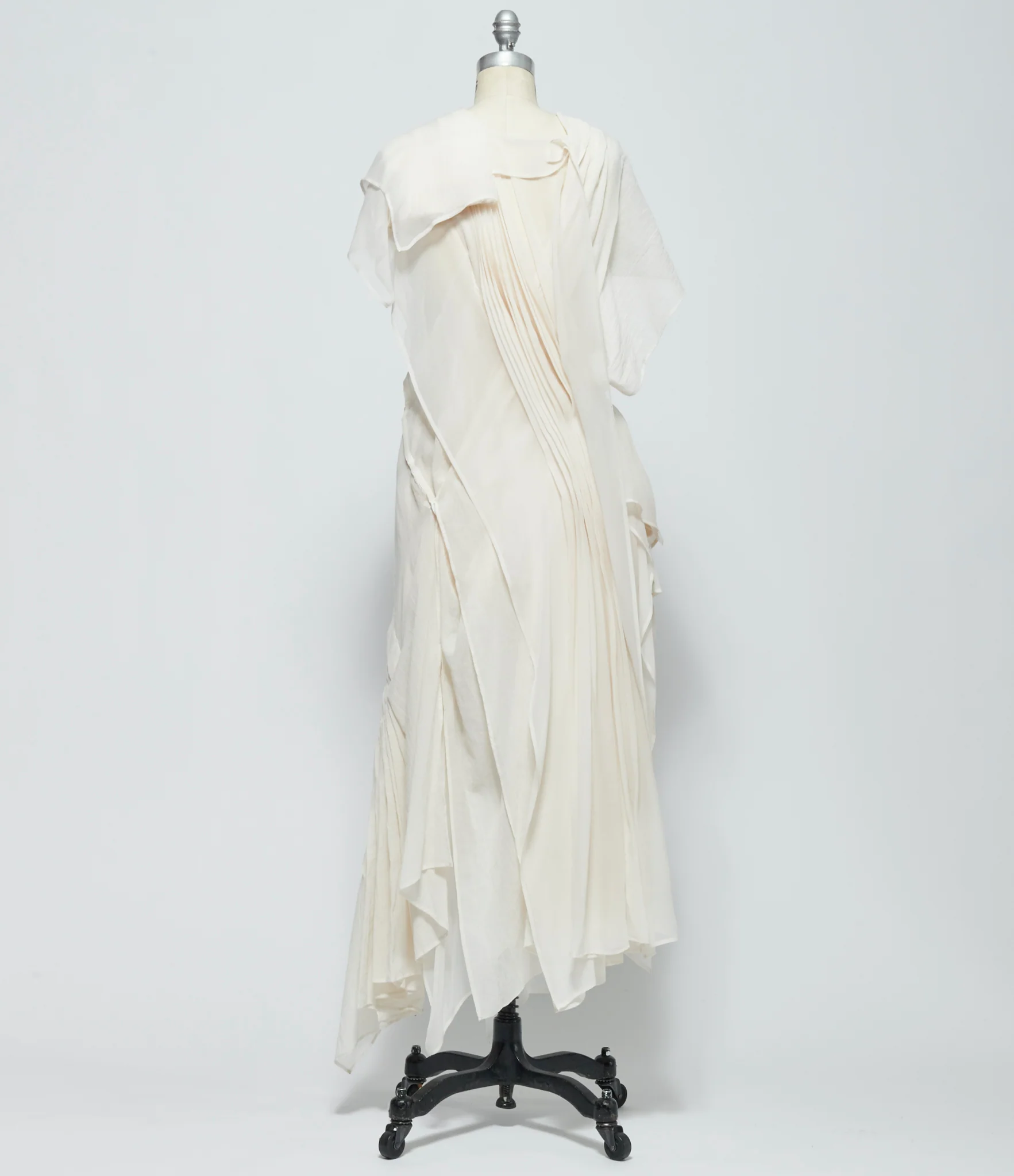 SS26 Yohji Yamamoto Womens Draped Ruffle Tuck Dress - Image 4